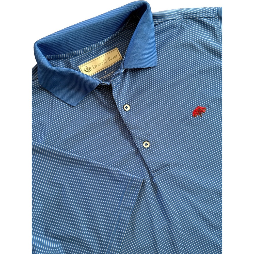 Donald Ross Sport Polo Shirt Mens S Blue Striped Performance Golf Short Sleeve